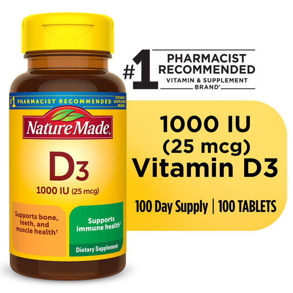 Nature Made Vitamin D3 1000 IU (25 mcg) Tablets