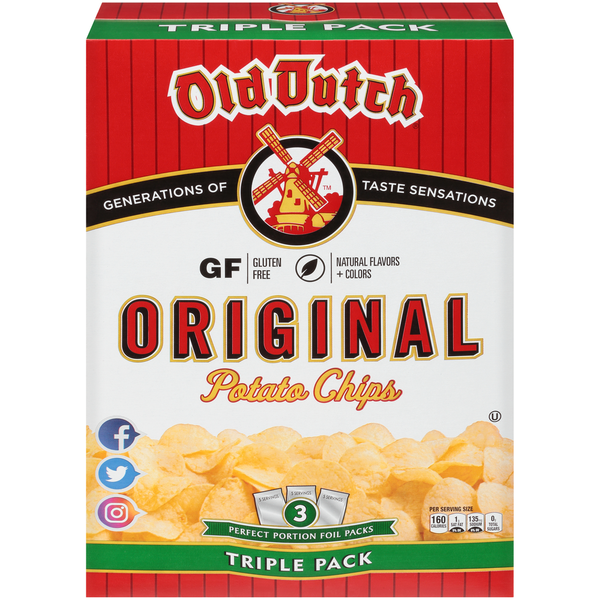 Old Dutch Original Potato Chips Triple Pack