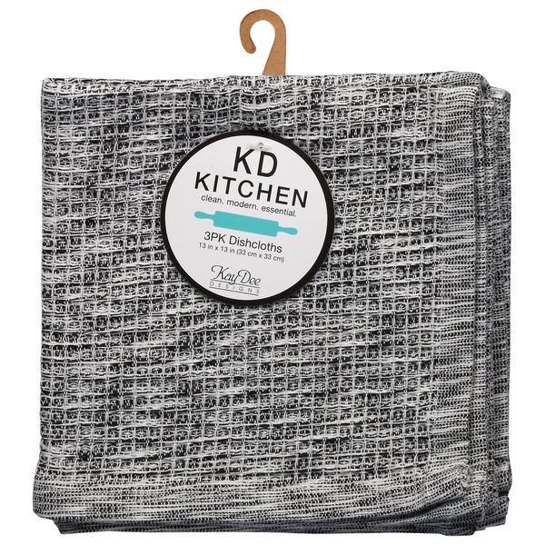 KD Kitchen Dishcloths, Onyx, 3 Pack