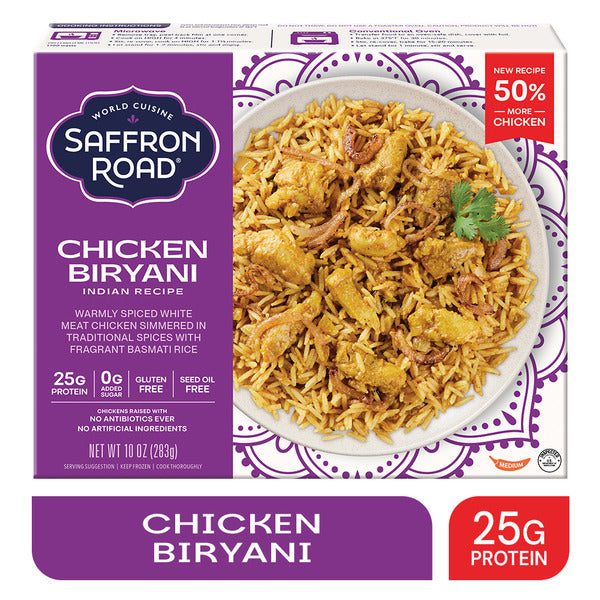 Saffron Road Chicken Biryani, High Protein, No Seed Oil, Frozen Indian Meal