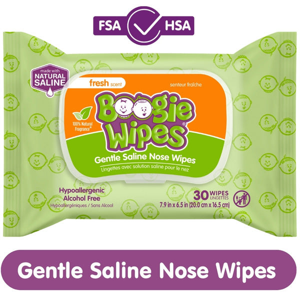 Boogie Brand Fresh Scent, Gentle Saline Nose Wipes