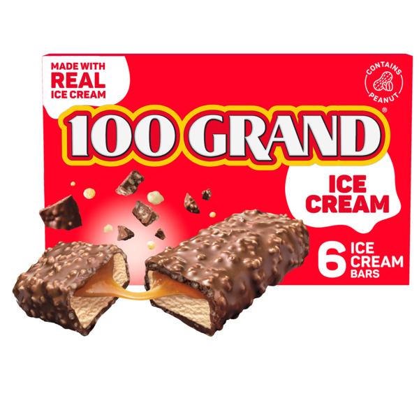 100 Grand Caramel Ice Cream Bars, 6 Pack
