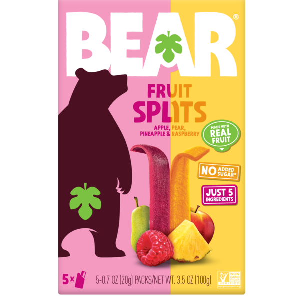 BEAR Fruit Snacks Fruit Splits, Raspberry Pineapple