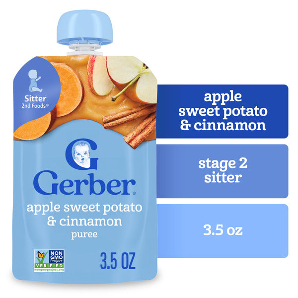 Gerber Stage 2 Baby Food Apple Sweet Potato Cinnamon Puree Pouch