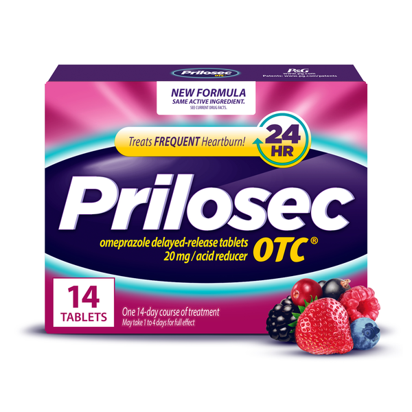 Prilosec OTC OTC Heartburn Relief, Omeprazole, Acid Reducer Tablets, Wildberry Flavor