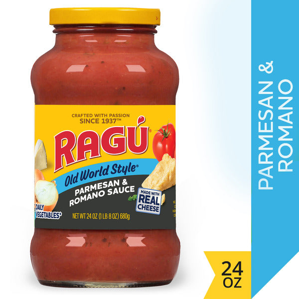 Ragu Old World Style Parmesan and Romano Pasta Sauce with Diced Tomatoes, Onions, Parmesan and Romano Cheese, 24 oz