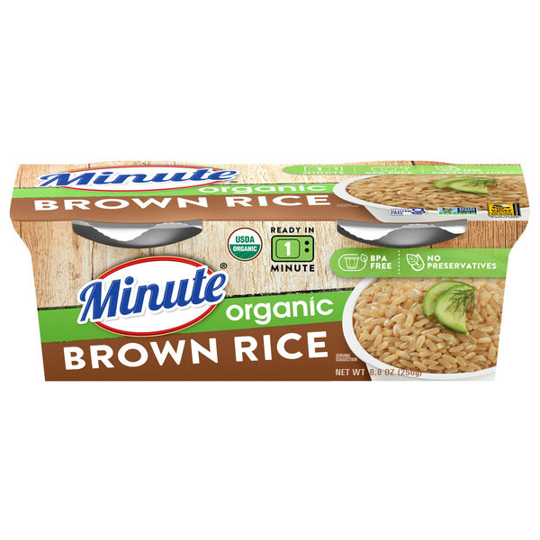 Minute Rice Ready-To-Eat Organic Brown Rice, Microwaveable Rice Cups