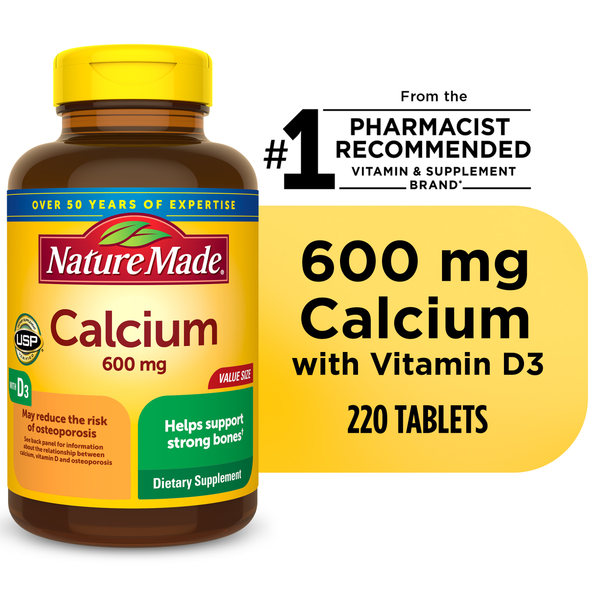 Nature Made Calcium 600 mg with Vitamin D3 Tablets