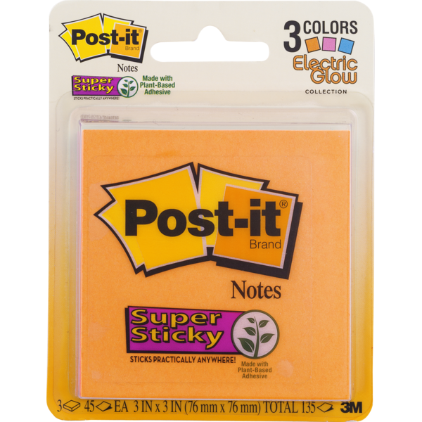Post-it Super Sticky Notes Electric Glow Collection
