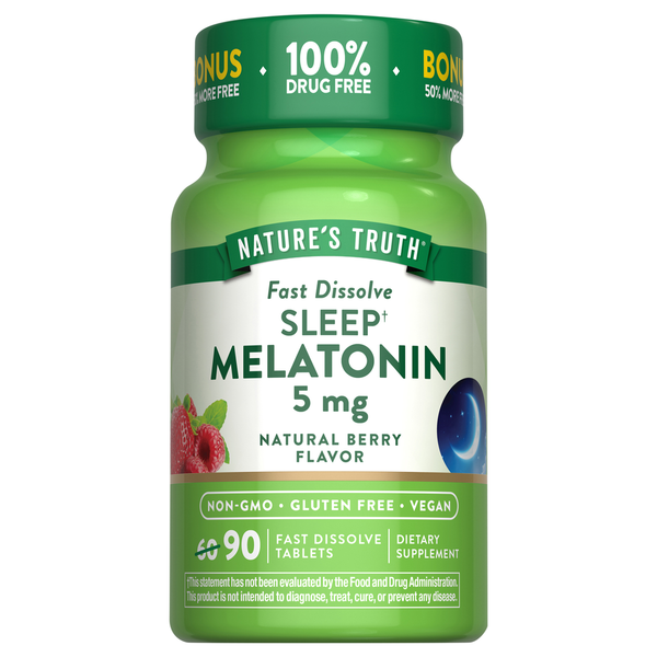 Nature's Truth Melatonin 5 mg, Fast Dissolve Tablets, Natural Berry Flavor