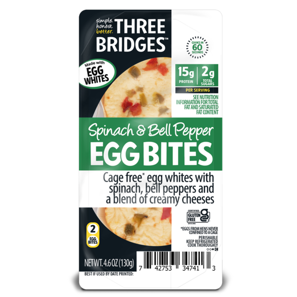 Three Bridges Spinach and Bell Pepper Egg Bites made with Egg White