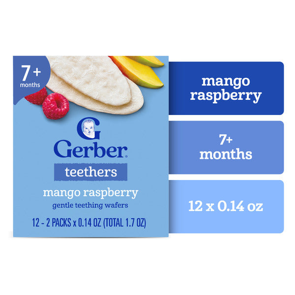 Gerber Teethers Mango Raspberry Gentle Teething Wafers