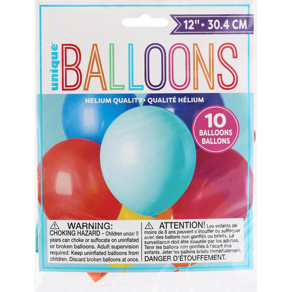 Unique Balloons, Assorted, 12 Inches