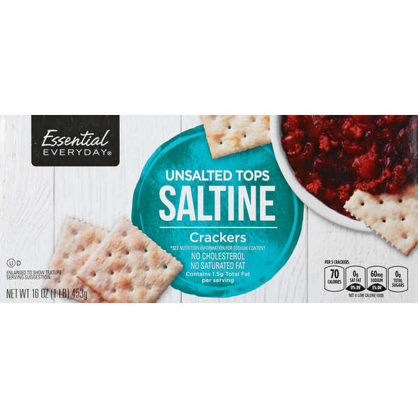 Essential Everyday Crackers, Saltine, Unsalted Tops