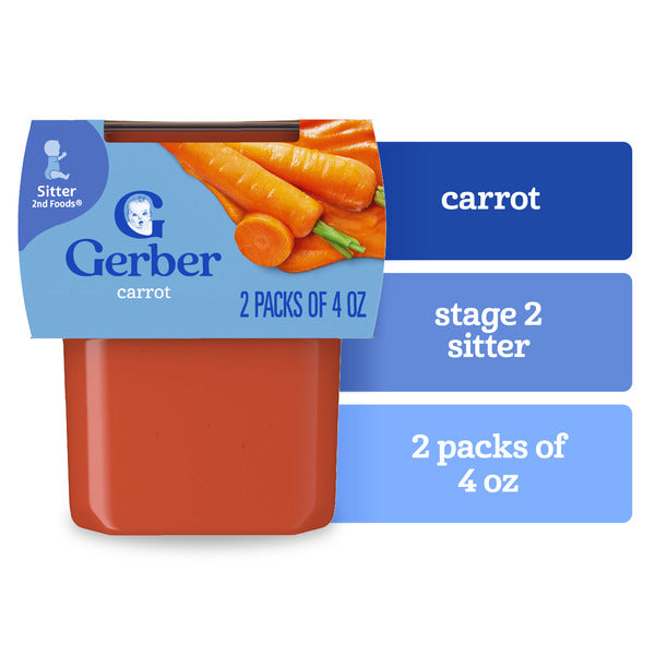 Gerber Stage 2 Baby Food Carrot Puree Tubs Baby Puree