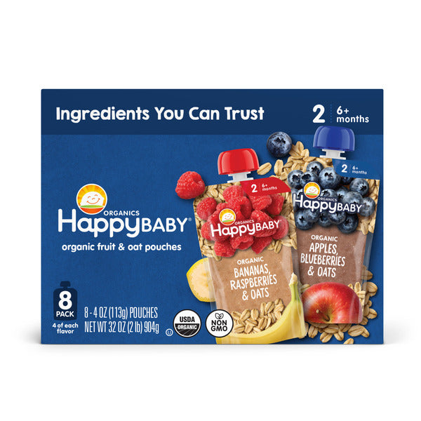 Happy Baby Organics Clearly Crafted Stage 2 Two Flavor Pouch 8ct Variety Pack