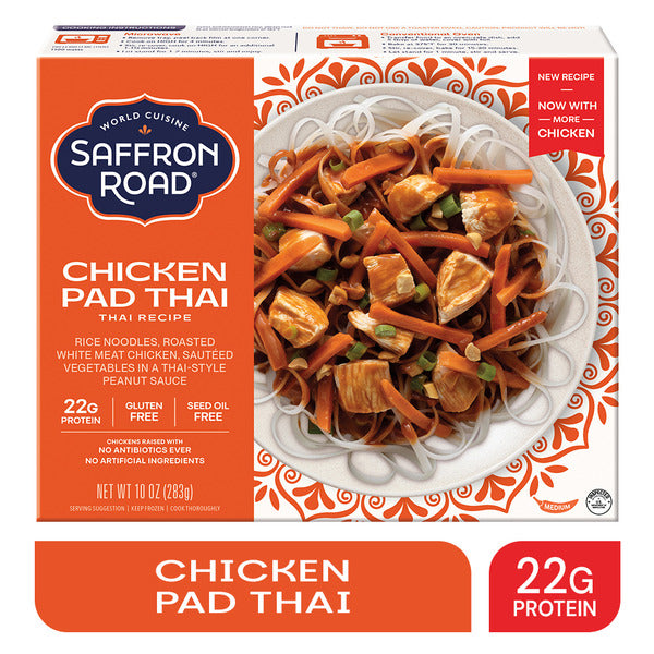 Saffron Road Chicken Pad Thai High Protein Seed Oil Free Frozen Meal