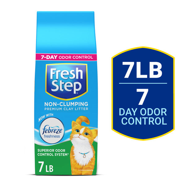 Fresh Step Non Clumping Cat Litter With Febreze Freshness, With 7-Day Odor Control