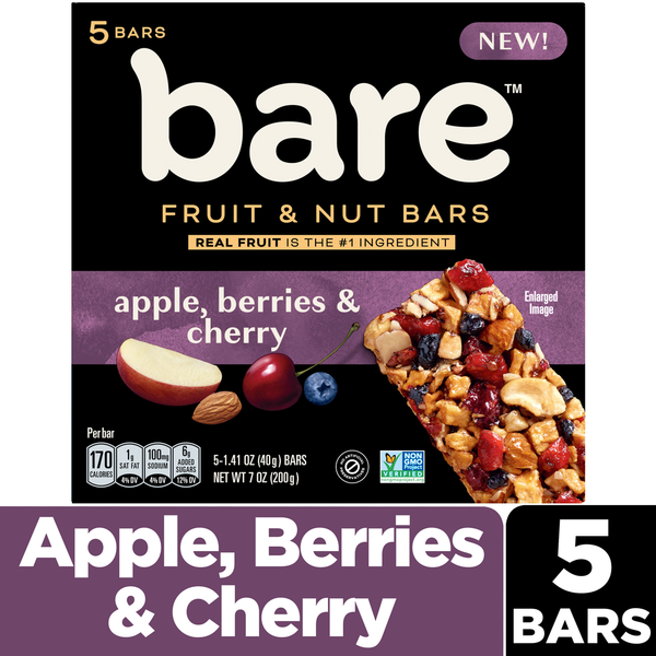 bare Fruit & Nut Bars, Apple, Berries & Cherry