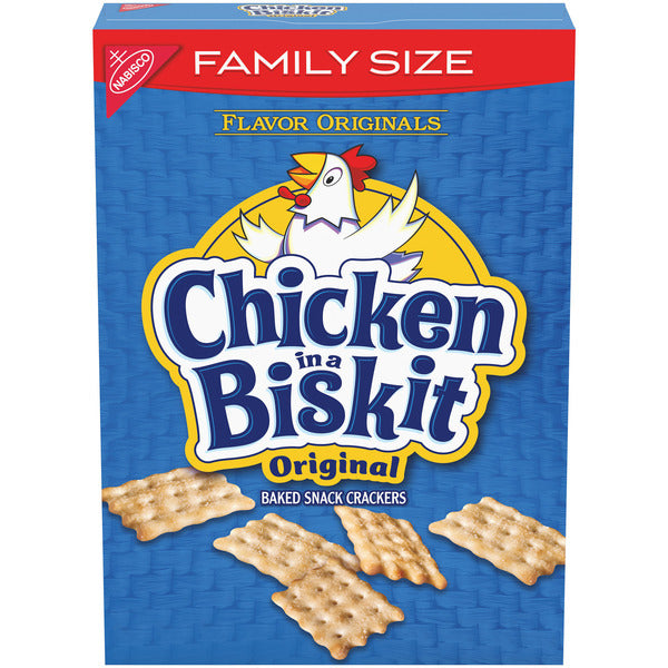 CHICKEN IN A BISKIT Original Baked Snack Crackers, Lunch Snacks, Family Size 12 oz