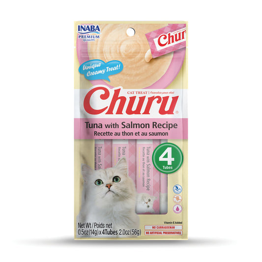 INABA Tuna with Salmon Recipe, Lickable Creamy Puree Cat Treat