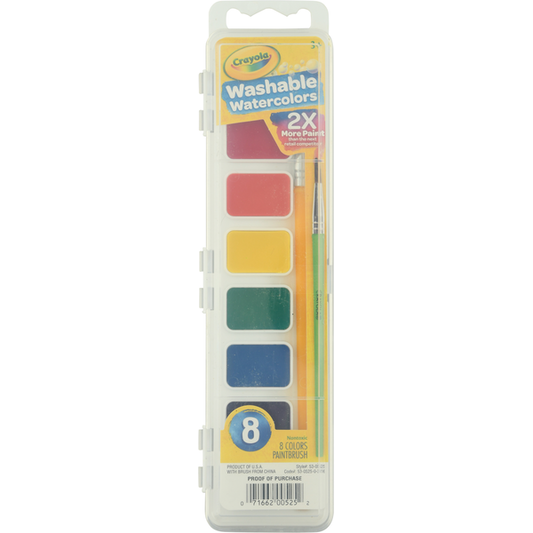 Crayola Washable Watercolors, Nontoxic, 3+