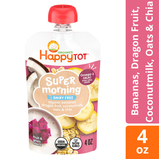 Happy Tot Super Morning Bananas, Dragon Fruit, Coconutmilk, Oats & Chia