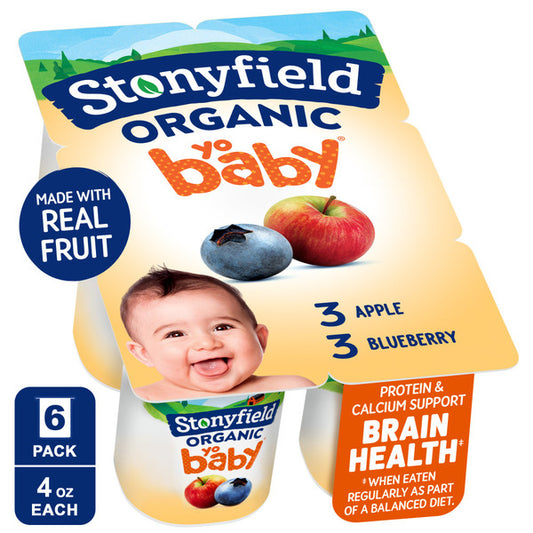 Stonyfield Organic YoBaby Apple/Blueberry Whole Milk Yogurt with Probiotics