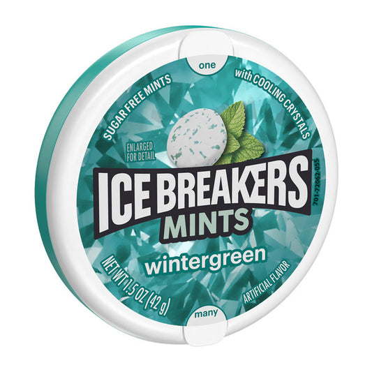 ICE BREAKERS Wintergreen Flavored Sugar Free Mints Puck, 1.5 oz
