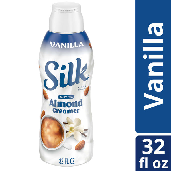 Silk Dairy Free Vanilla Almond Coffee Creamer, Plant-Based, Gluten Free, Smooth and Creamy, Perfect for Coffee