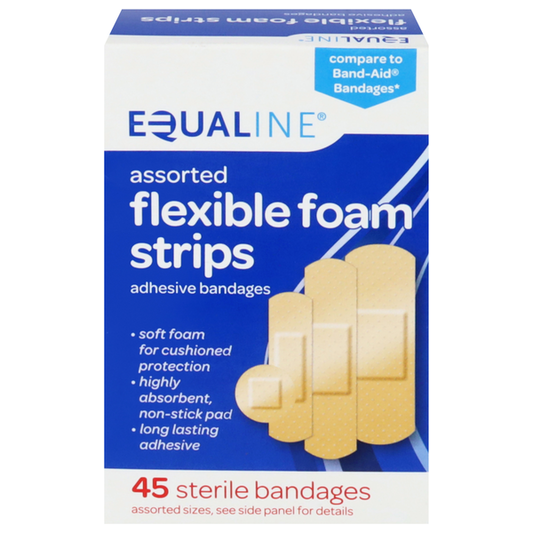Equaline Flexible Foam Strips Sterile Assorted Sizes Adhesive Bandages