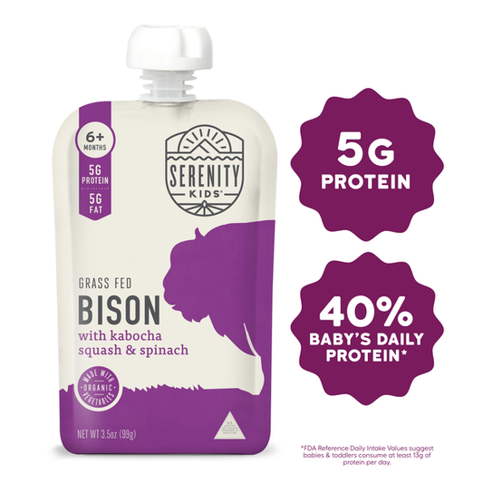 Serenity Kids Grass Fed Bison with Organic Vegetables, Baby Food Pouch