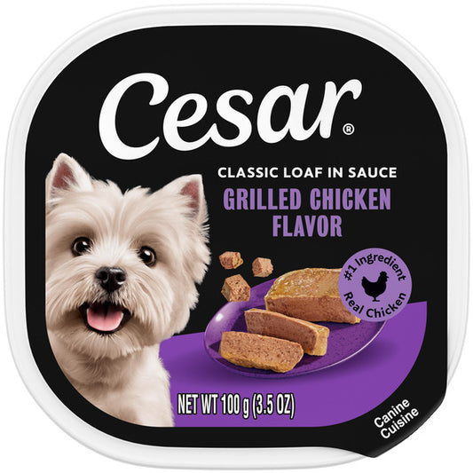 Cesar Loaf in Sauce Adult Wet Dog Food Grilled Chicken Flavor, 3.5 oz. Tray