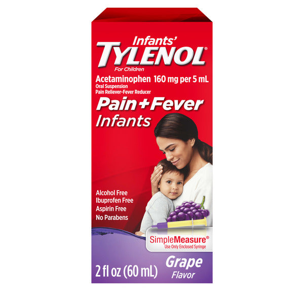 Infant's Tylenol Acetaminophen Pain + Fever Oral Suspension, Grape Flavor