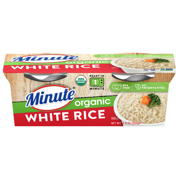 Minute Rice Ready-To-Eat Organic White Rice, Microwaveable Rice Cups