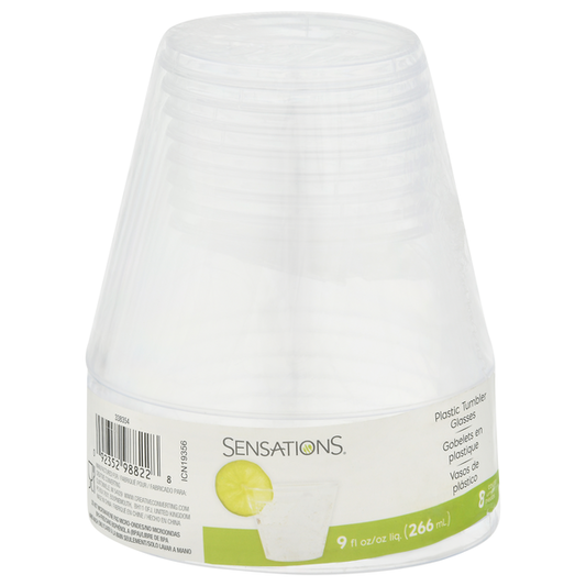 Sensations Tumbler Glasses, Plastic, 9 Fluid Ounces