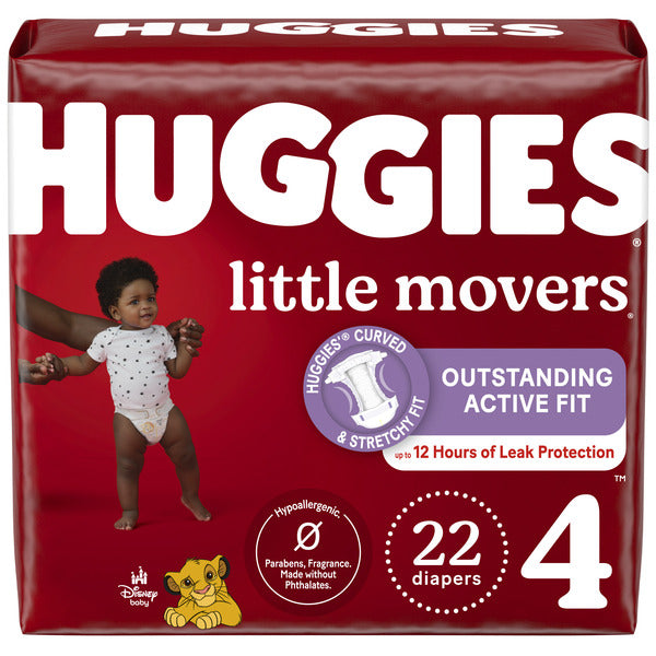 Huggies Little Movers Baby Diapers, Size 4 (22-37 lbs)