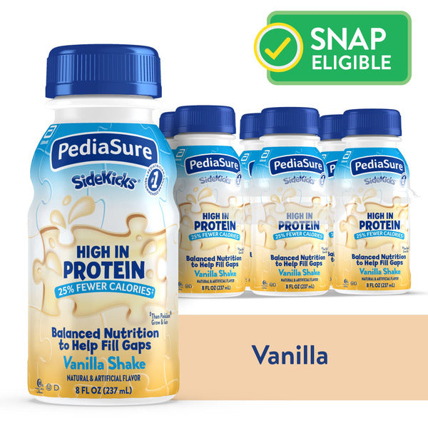 PediaSure SideKicks, Kids Protein Shake, With Key Nutrients & Protein, Vanilla, 8-fl-oz Bottle, Pack of 6