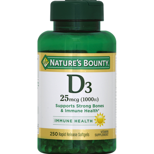 Nature's Bounty Vitamin D3, 25 mcg (1000 IU), Rapid Release Softgels