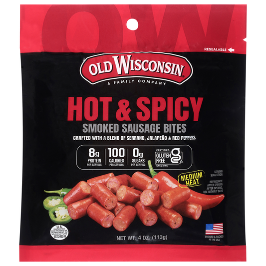 Old Wisconsin Medium Heat Hot & Spicy Smoked Sausage Bites