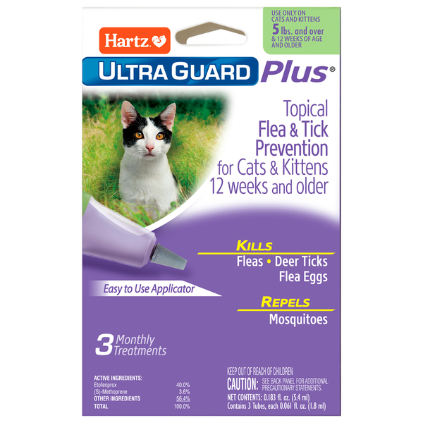 Hartz Ultra Guard Plus Topical Flea & Tick Prevention for Cats 5 lb & Up, Tubes