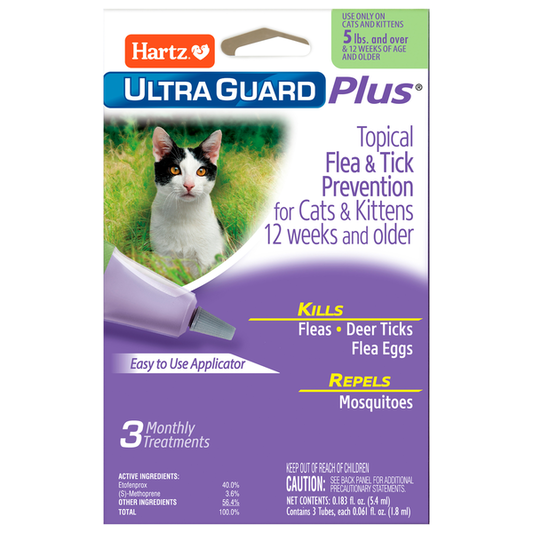Hartz Ultra Guard Plus Topical Flea & Tick Prevention for Cats 5 lb & Up, Tubes