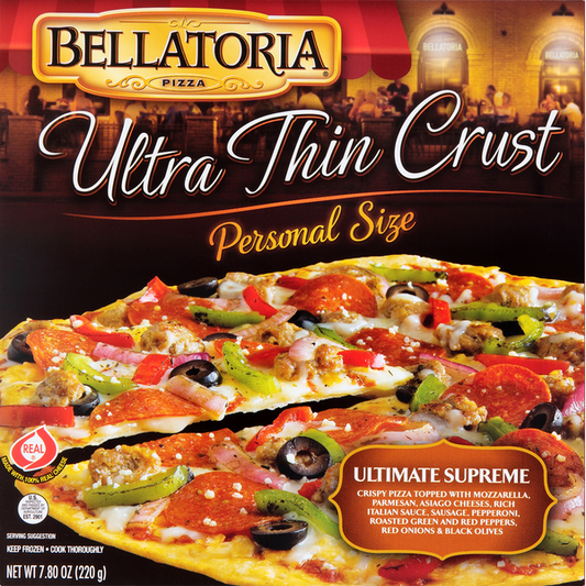 Bellatoria Pizza, Ultra Thin Crust, Ultimate Supreme, Personal Size