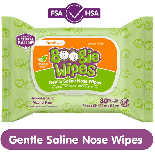Boogie Brand Fresh Scent, Gentle Saline Nose Wipes
