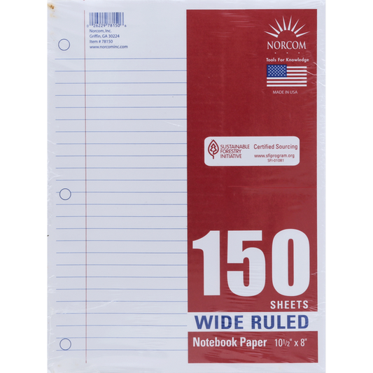 Norcom Notebook Paper, Wide Ruled