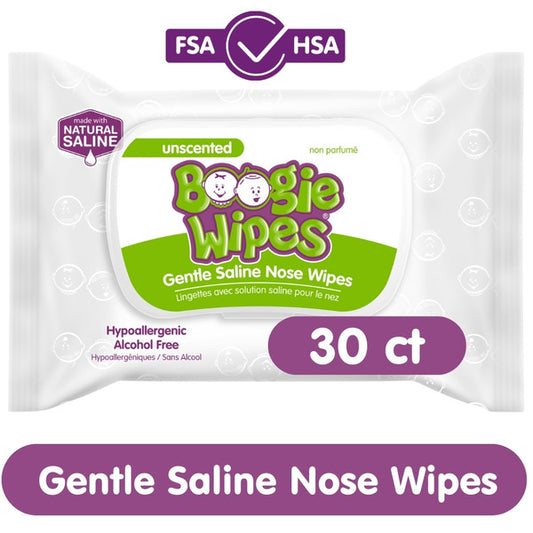Boogie Brand Boogie Wipes, Gentle Saline Nose Wipes, Unscented