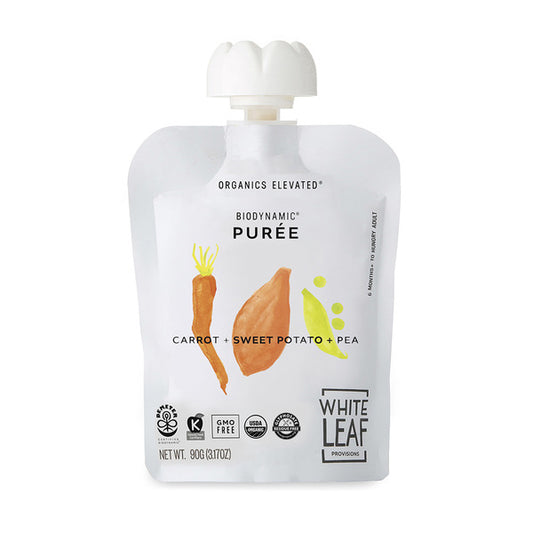 White Leaf Provisions Biodynamic Regeneratively Farmed, Organic Carrot, Sweet Potato & Pea Purée