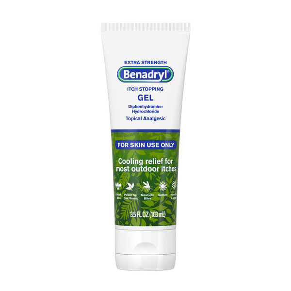 Benadryl Extra Strength Anti-Itch Topical Gel with 2% Diphenhydramine HCl for Itch Relief of Outdoor Itches Associated with Poison Ivy, Insect Bites & More, 3.5 fl. oz