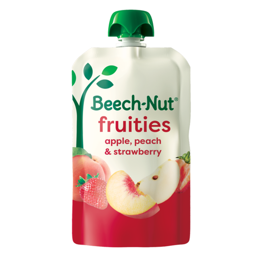 Beech-Nut Fruities Stage 2 Baby Food, Apple Peach & Strawberry, 3.5 oz Pouch
