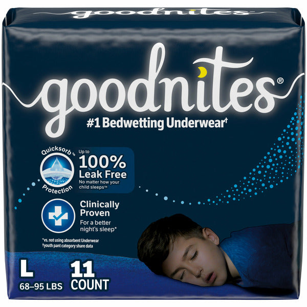 Goodnites Boys' Nighttime Bedwetting Underwear, Size Large (68-95 lbs)